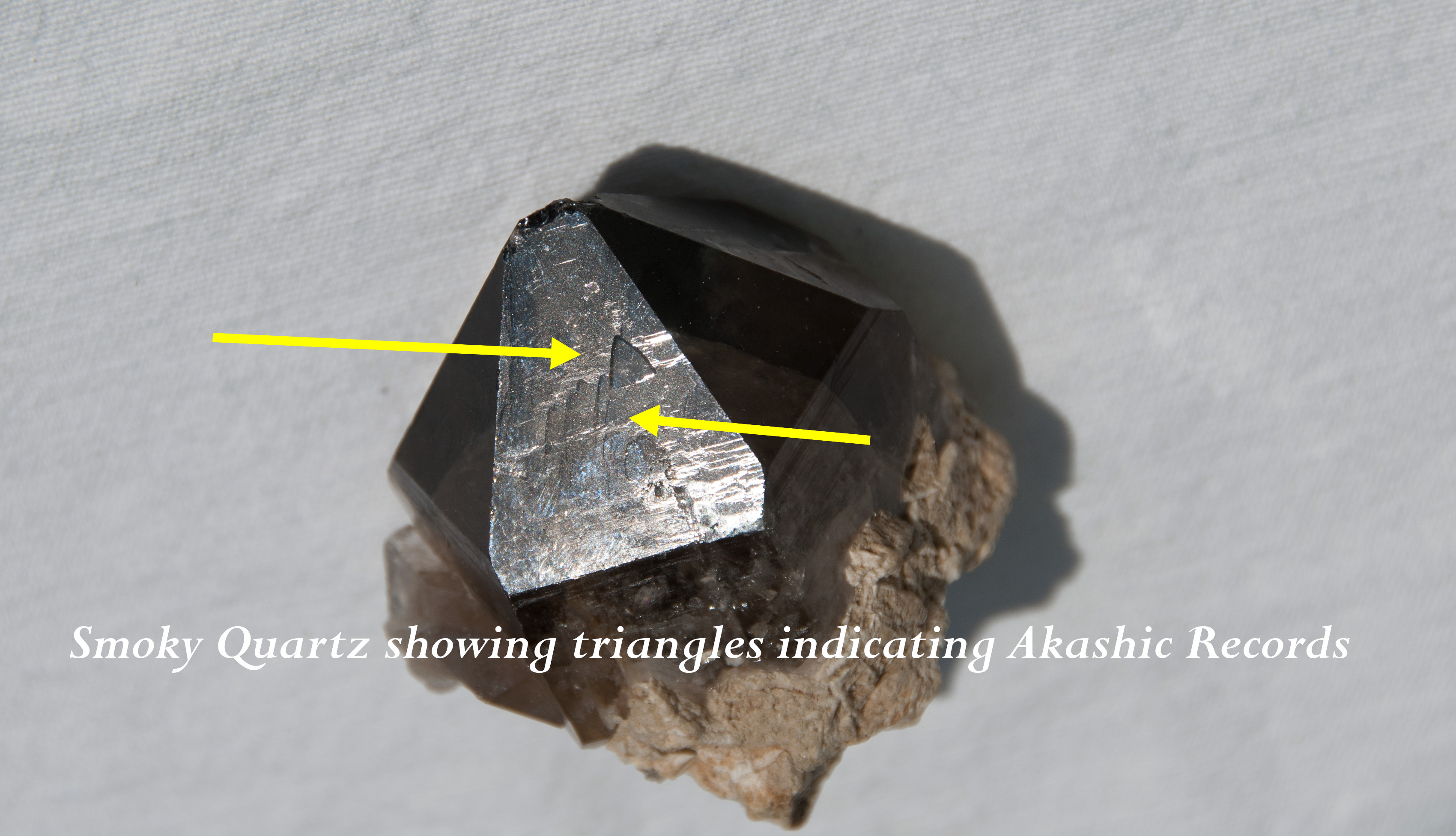 Smoky Quartz showing triangles indicating akashic records